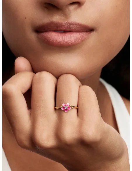 Pandora Disney Vaiana Blomster Ring | Rosa Emalje