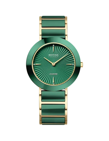 BERING Classic Dameur 11020-833 | Grøn Læderrem & Safirglas