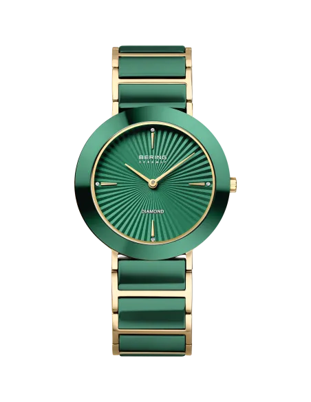 BERING Classic Dameur 11020-833 | Grøn Læderrem & Safirglas
