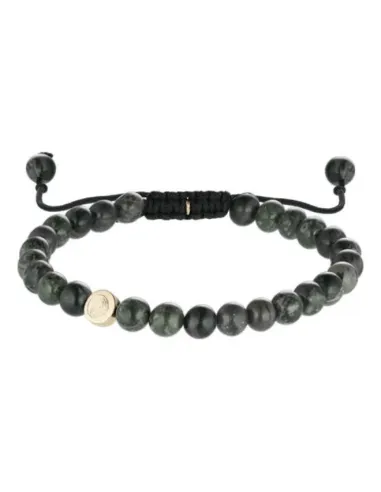 HEIRING VIRO armbånd med grøn jasper og guldmønt