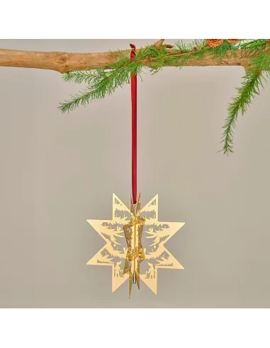 H.C. Andersen Topstjerne Forgyldt 16,5 cm | Juletræsstjerne med Papirklip