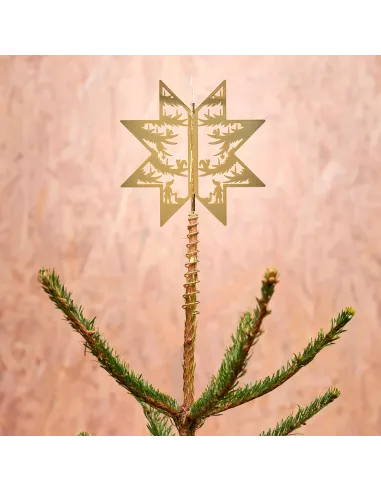 H.C. Andersen Topstjerne Forgyldt 16,5 cm | Juletræsstjerne med Papirklip