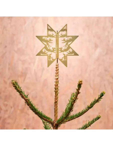 H.C. Andersen Topstjerne Forgyldt 16,5 cm | Juletræsstjerne med Papirklip