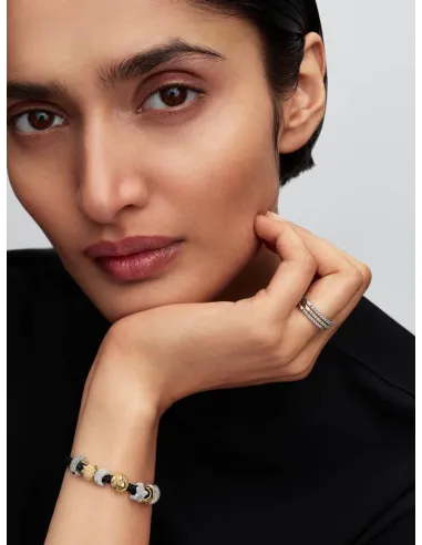 PANDORA Funklende Pavé Tredobbelt Række Charm | Glimtende Elegance