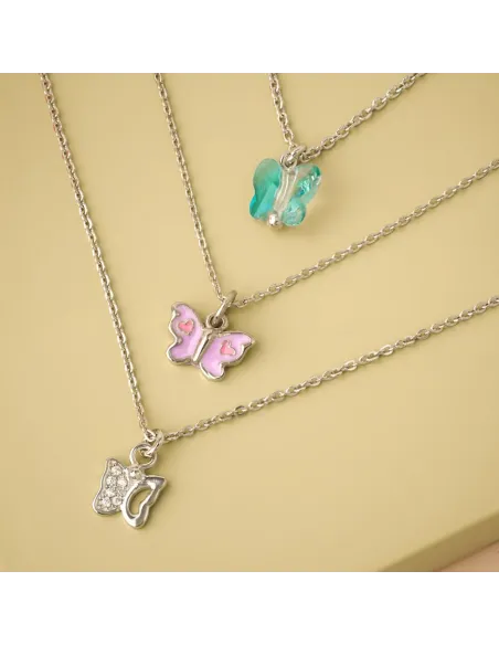 NOA KIDS JEWELLERY | Rhd. sølvvedhæng sommerfugl m. cz