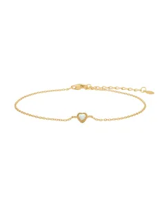 NOA KIDS JEWELLERY | Forg. sølvarmbånd hjerte m/ hvid opal