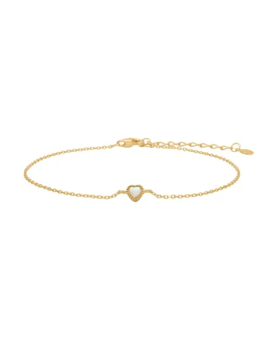 NOA KIDS JEWELLERY | Forg. sølvarmbånd hjerte m/ hvid opal