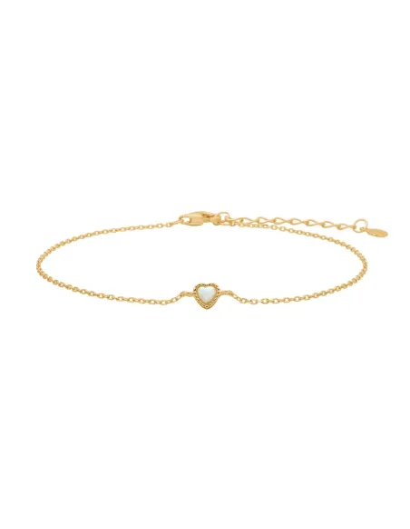 NOA KIDS JEWELLERY | Forg. sølvarmbånd hjerte m/ hvid opal