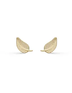 14 kt. guld ørestikker blad tynd aflang | Støvring Design