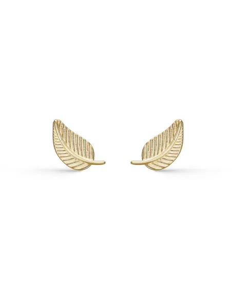 14 kt. guld ørestikker blad tynd aflang | Støvring Design