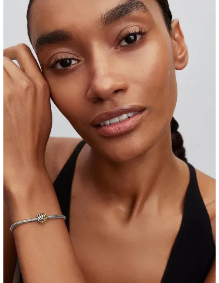 PANDORA Funklende Pavé Tredobbelt Række Charm | Glimtende Elegance