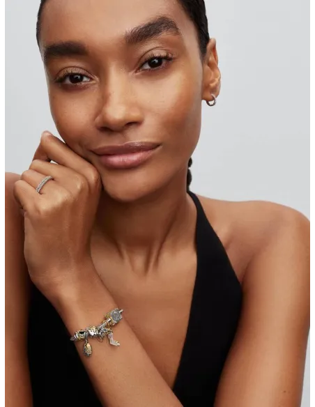 PANDORA Funklende Pavé Tredobbelt Række Charm | Glimtende Elegance