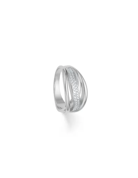 Randers Sølv | Ring bred med cz, blanke tråde