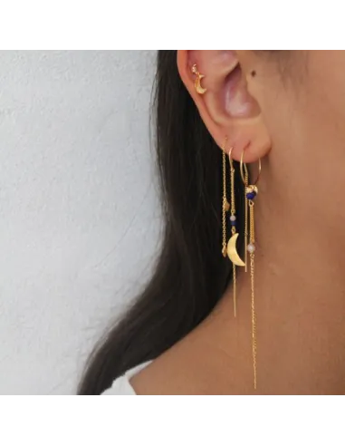 STINE A | Bella Moon Earring with Double Chain - Single