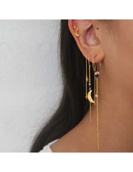 STINE A | Bella Moon Earring with Double Chain - Single