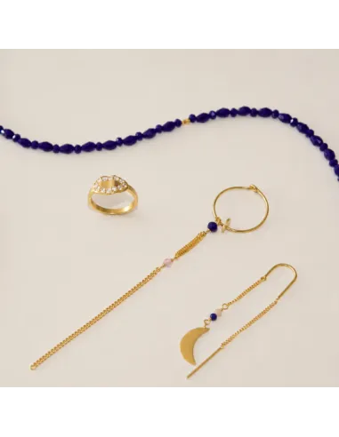 STINE A | Bella Moon Earring with Double Chain - Single