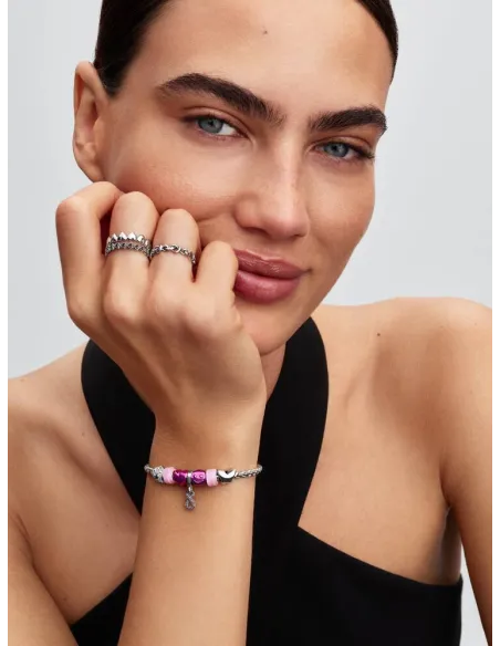 PANDORA Funklende Pavé Tredobbelt Række Charm | Glimtende Elegance