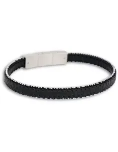 BY BILLGREN | Lio armbånd i sort læder med ståldetaljer, 8 mm 2