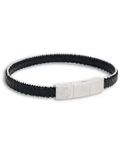 BY BILLGREN | Lio armbånd i sort læder med ståldetaljer, 8 mm