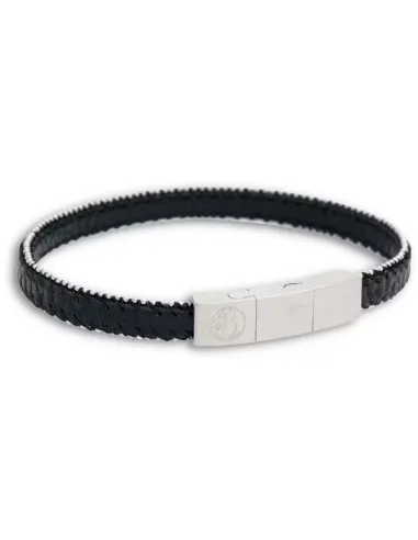 BY BILLGREN | Lio armbånd i sort læder med ståldetaljer, 8 mm