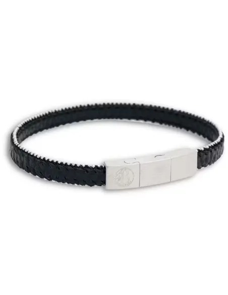 BY BILLGREN | Lio armbånd i sort læder med ståldetaljer, 8 mm