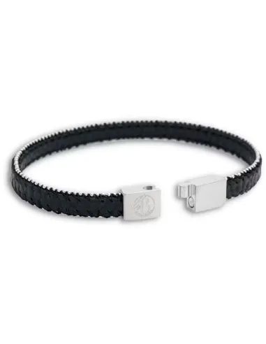 Lio sort læderarmbånd med stål | by BILLGREN | Hartmann