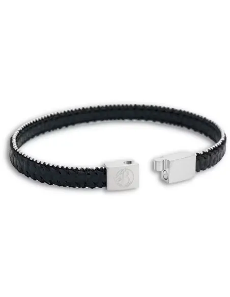 Lio sort læderarmbånd med stål | by BILLGREN | Hartmann