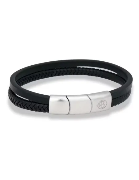 BY BILLGREN | Lambert armbånd i sort læder og stål, 12 mm