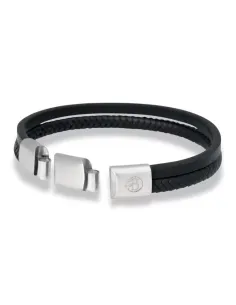 BY BILLGREN | Lambert armbånd i sort læder og stål, 12 mm 2