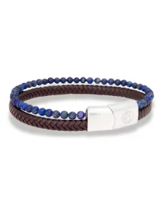 by BILLGREN Linton armbånd i brunt læder med blå lapis lazuli | Hartma