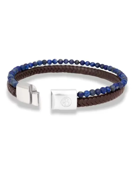 by BILLGREN Linton armbånd i brunt læder med blå lapis lazuli | Hartma