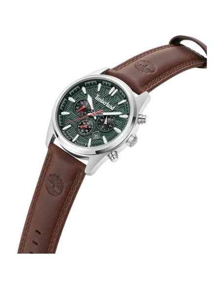 Detalje af Timberland Northbridge TDWGF0009609 med dual time og sølvfarvet stålkasse