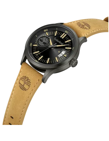 Timberland Trumbul TDWGB0041006 set skråt med mørk stålkasse og lysebrun læderrem
