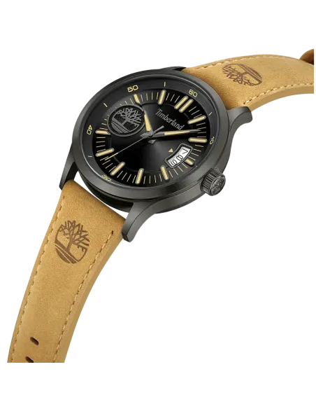 Timberland Trumbul TDWGB0041006 set skråt med mørk stålkasse og lysebrun læderrem