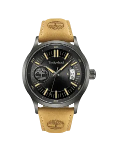 Timberland Trumbul TDWGB0041006 herreur med sort urskive og lysebrun læderrem – front