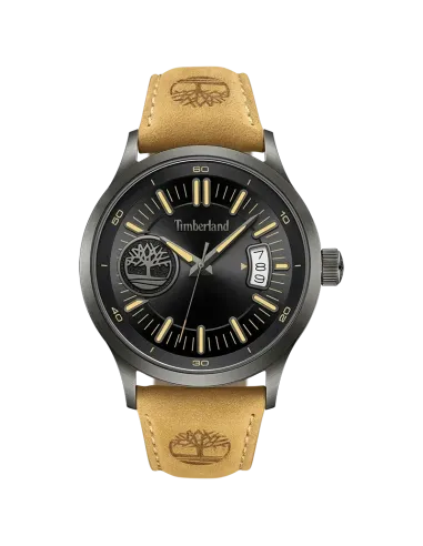 Timberland Trumbul TDWGB0041006 herreur med sort urskive og lysebrun læderrem – front