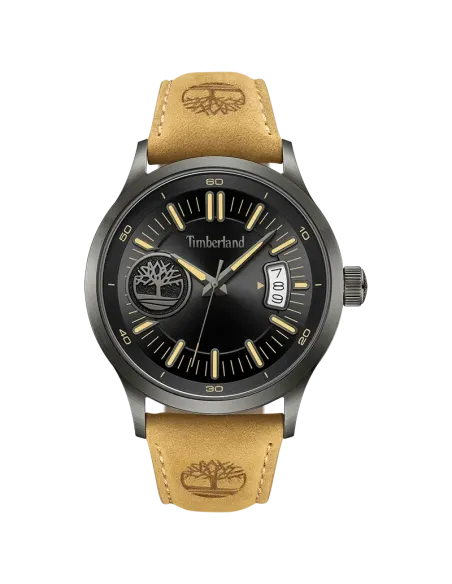 Timberland Trumbul TDWGB0041006 herreur med sort urskive og lysebrun læderrem – front