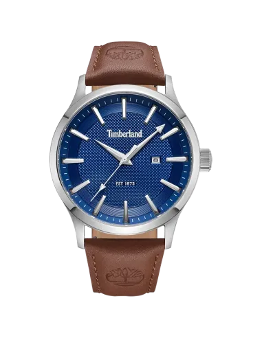 Timberland Trumbull TDWGB0041001 herreur med blå urskive og brun læderrem – front