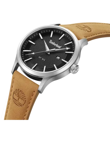 Timberland Trumbull TDWGB0041003 set skråt med sort skive, stålkasse og lysebrun læderrem