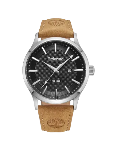 Timberland Trumbull TDWGB0041003 herreur med sort urskive og lysebrun læderrem – front
