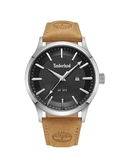 Timberland Trumbull TDWGB0041003 herreur med sort urskive og lysebrun læderrem – front