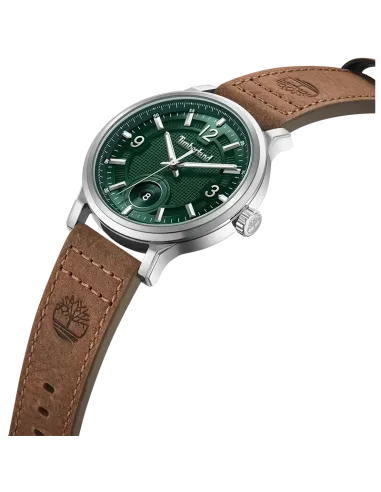 Timberland Driscoll TDWGB0055901 set skråt med grøn urskive, stålkasse og brun læderrem