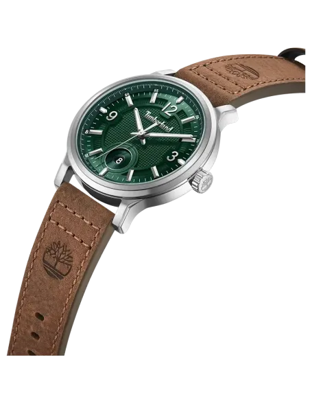 Timberland Driscoll TDWGB0055901 set skråt med grøn urskive, stålkasse og brun læderrem