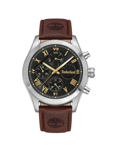 Timberland Ashmont TDWGF0082601 med sort urskive, guldfarvede detaljer og brun læderrem