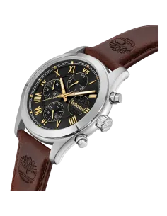 Timberland Ashmont TDWGF0082601 med sort urskive, guldfarvede detaljer og brun læderrem 2