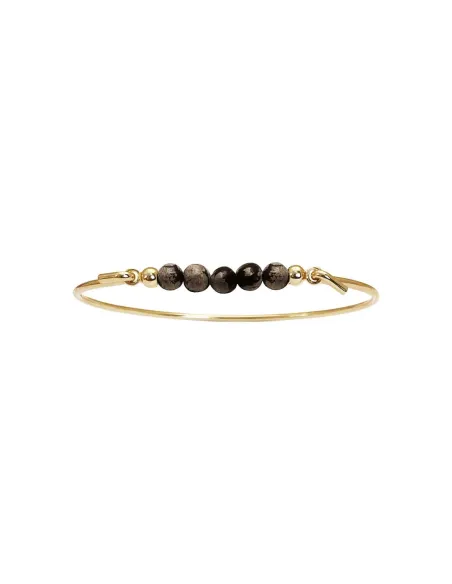 HEIRING | Snowflake obsidian top til armring forgyldt sølv