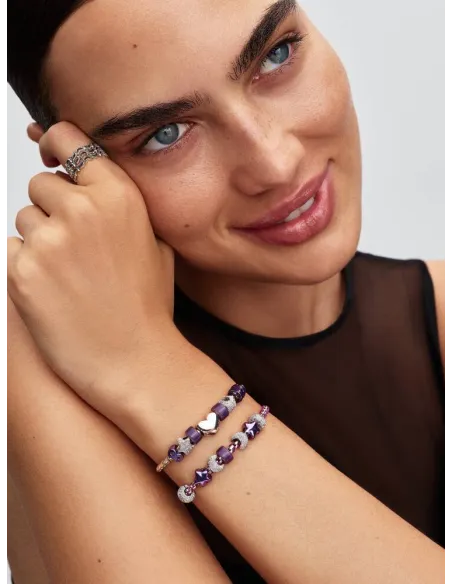PANDORA Funklende Pavé Tredobbelt Række Charm | Glimtende Elegance