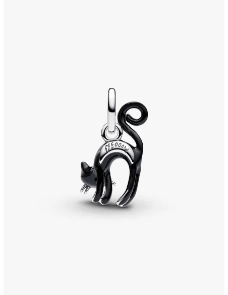 Pandora | Sort Kat Charm med vedhæng