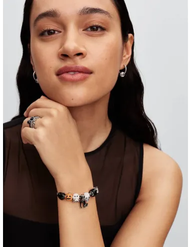 Pandora | Sort Kat Charm med vedhæng
