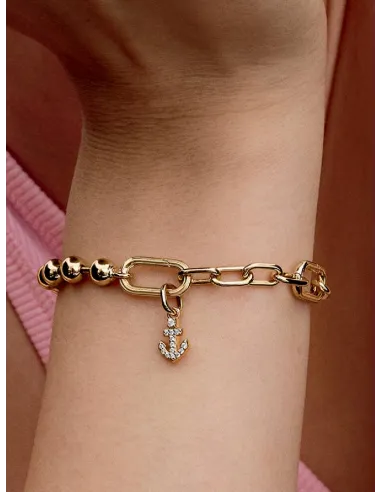 PANDORA Funklende Pavé Tredobbelt Række Charm | Glimtende Elegance